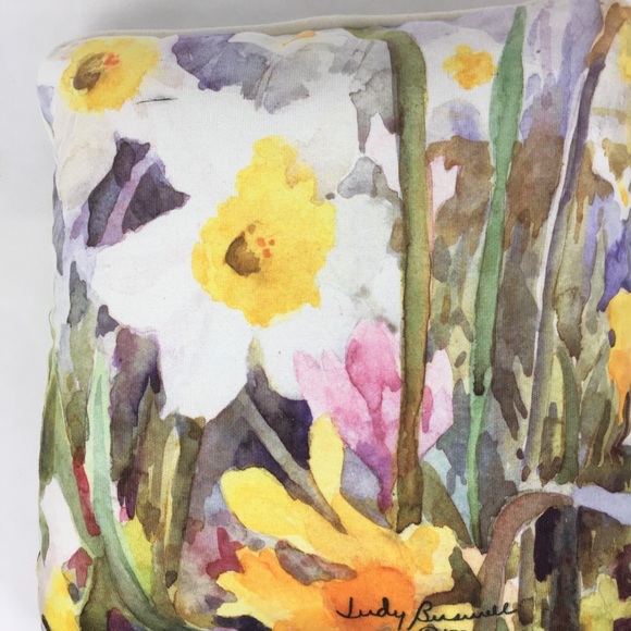 Judy Buswell 1994 Daffodil Watercolor Accent Pillow - Picture 2 of 5